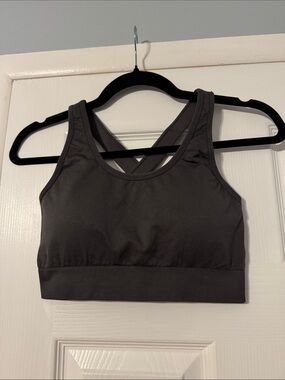 Women's Gray Sports Bra with Cross-Back Straps